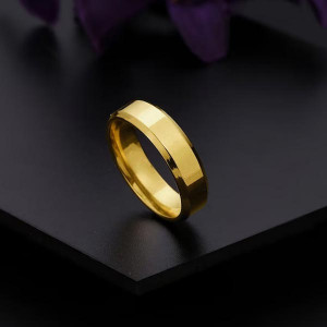 Gold-Toned Stainless Steel Band Style Finger Ring