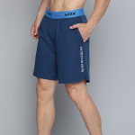 Men Estate Blue Solid Regular Fit Rapid-Dry Antimicrobial Running Shorts